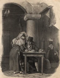 Public Scribe Working in a Market Place